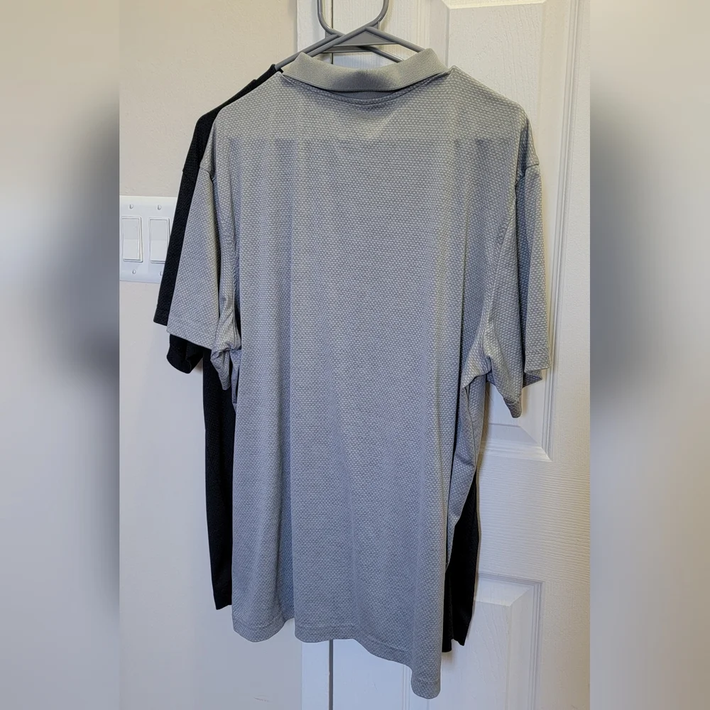 2 Members Mark Active Polo t-shirts - Textured Jacquard - 1 Gray/ 1 Black - Picture 2 of 6